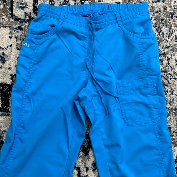 💰 3 for $25 🏷 Women NRG by Barco Stretch Turquoise Blue Scrub Pants sz Small - Picture 2 of 16